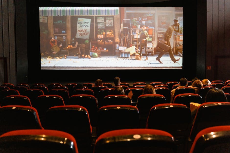 Cartoonfilm die op bioscoopscherm wordt getoond