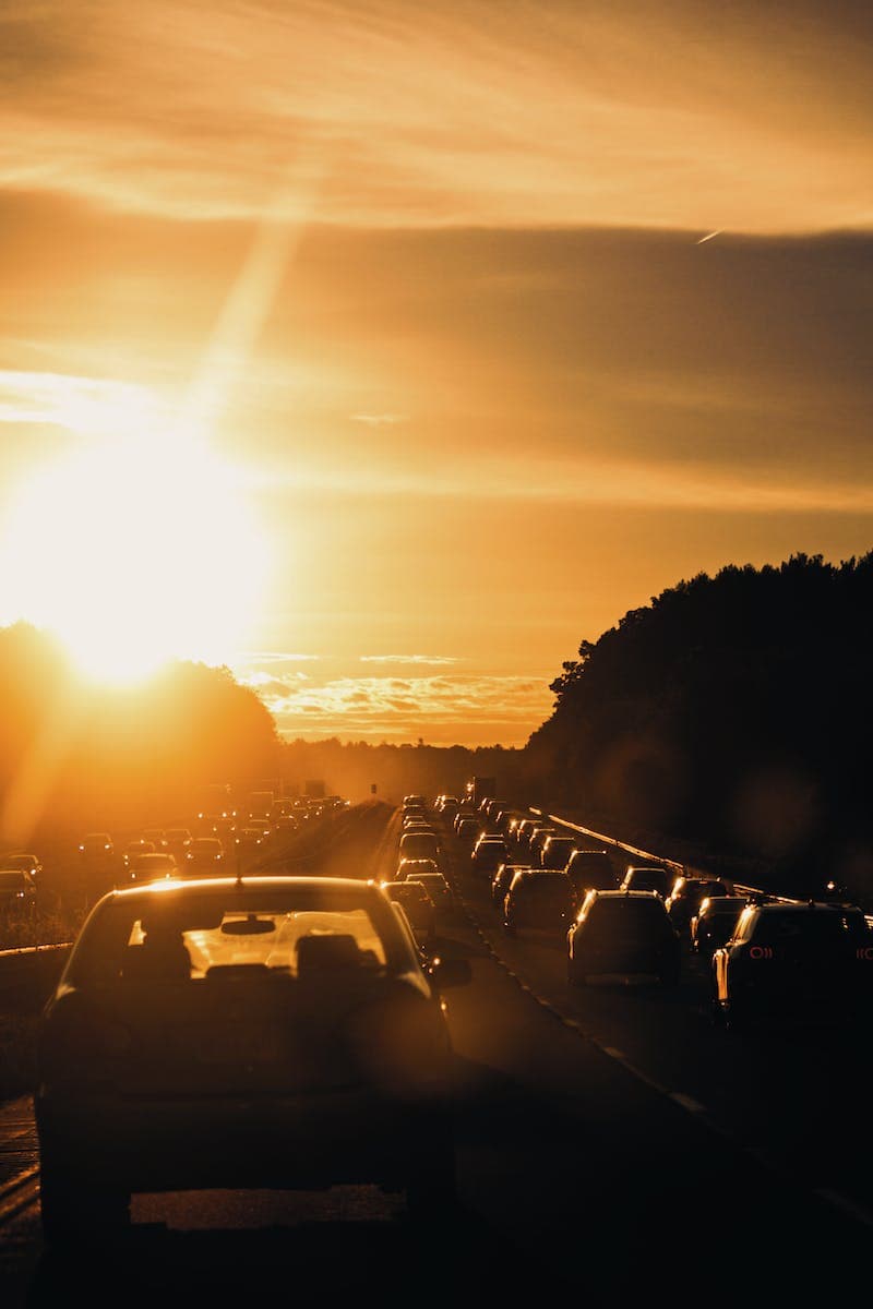 File op een autoweg